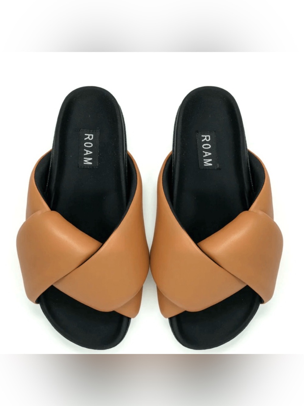 ROAM Foldy Vegan Leather Puffy Sandals - Cognac